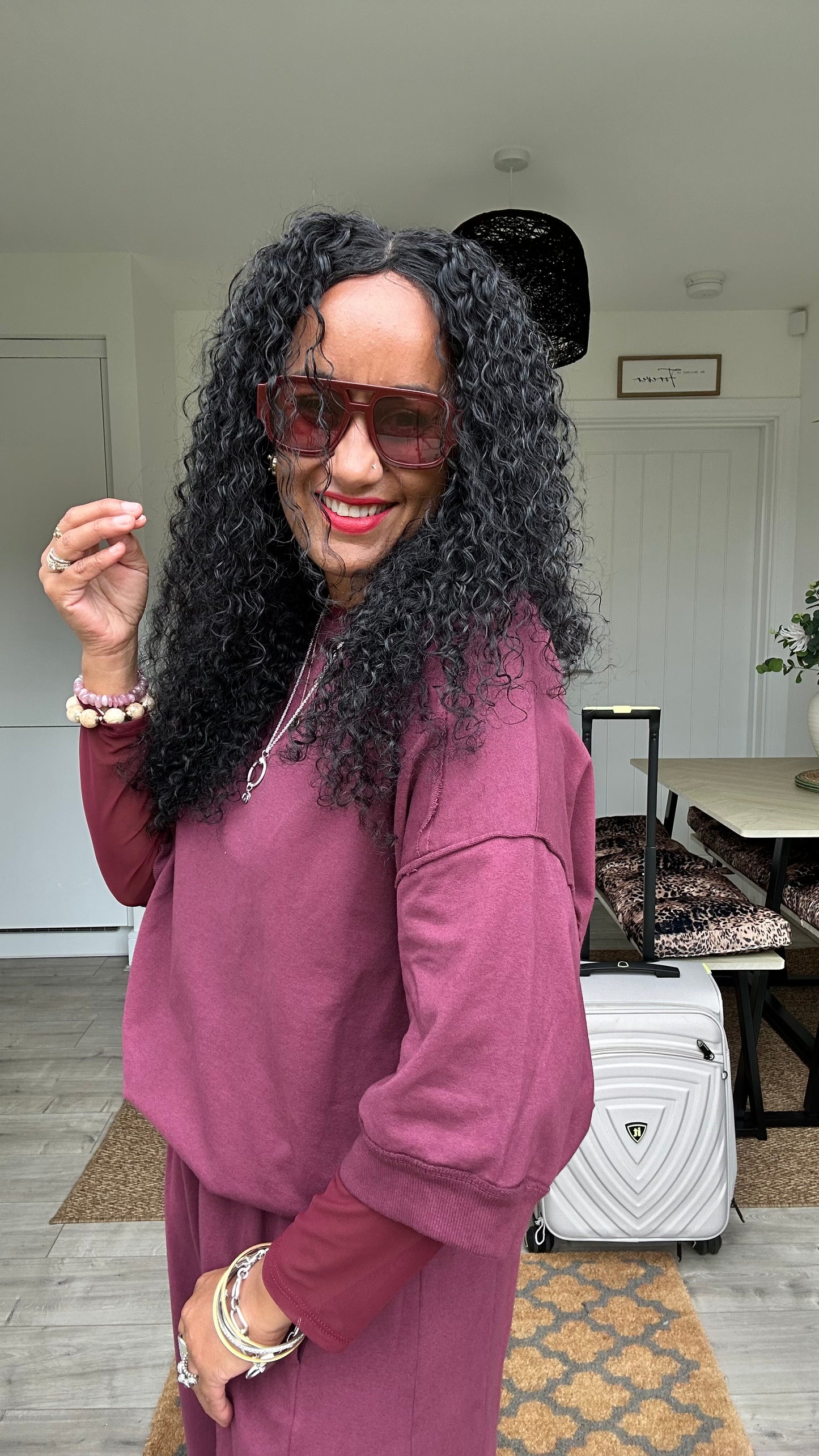DEBORAH SWEAT TOP BURGUNDY *NEW