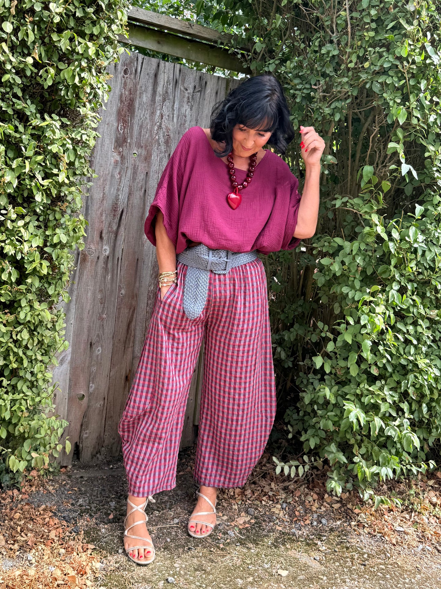 OJAY BUBBLE HEM CHEESECLOTH TOP MULBERRY *New