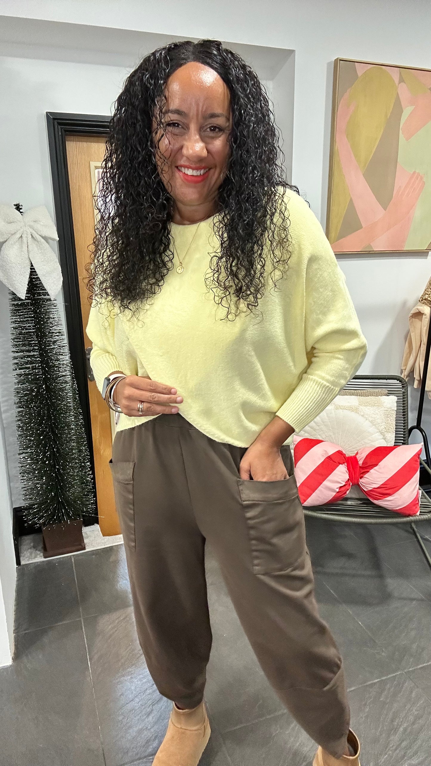 MABLE FRONT CROSS WRAP JUMPER LEMON YELLOW *New