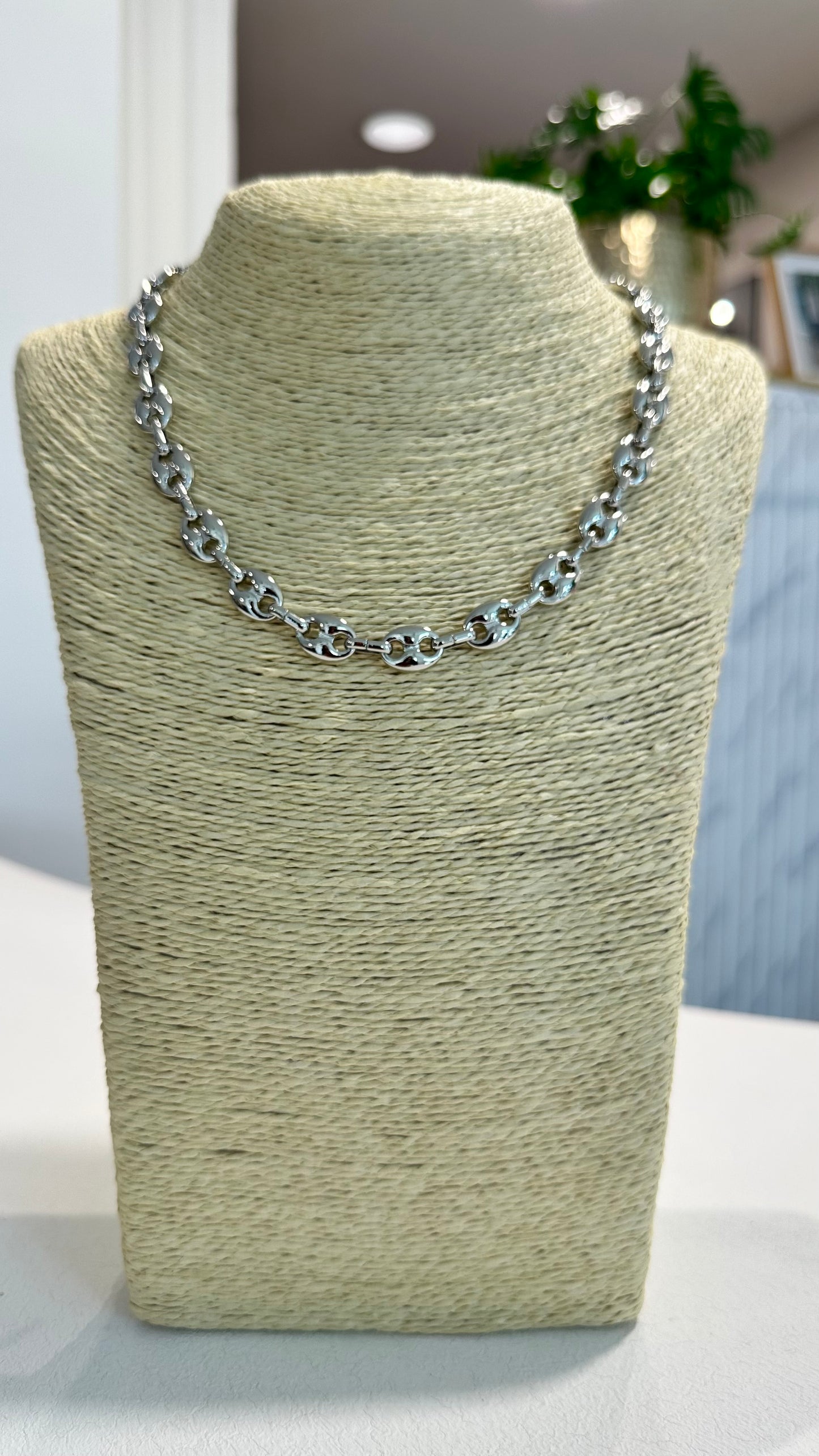 COFFEE BEAN NECKLACE SILVER
