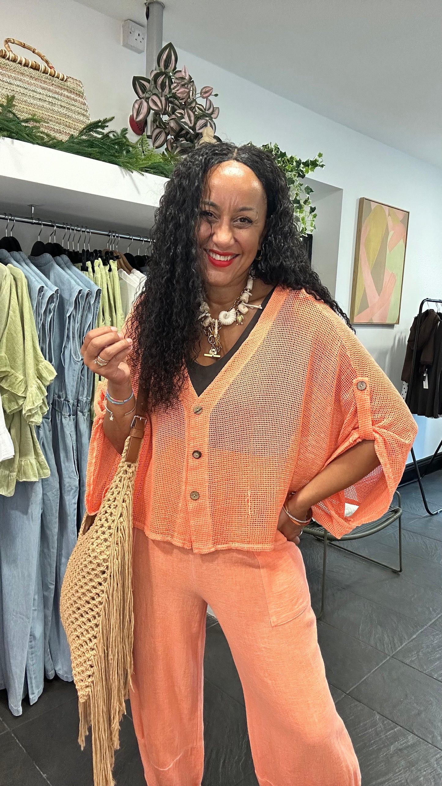 DERBY WAFFLE CARDIGAN ORANGE *New