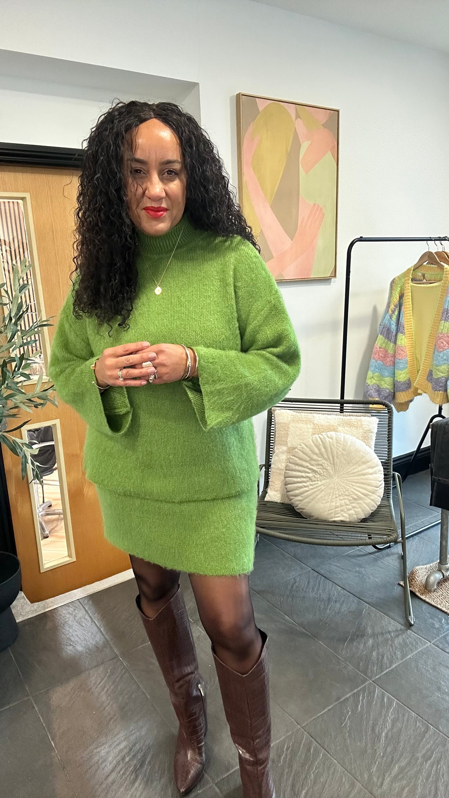 LUNA SOFT KNIT COORD SET GREEN *New