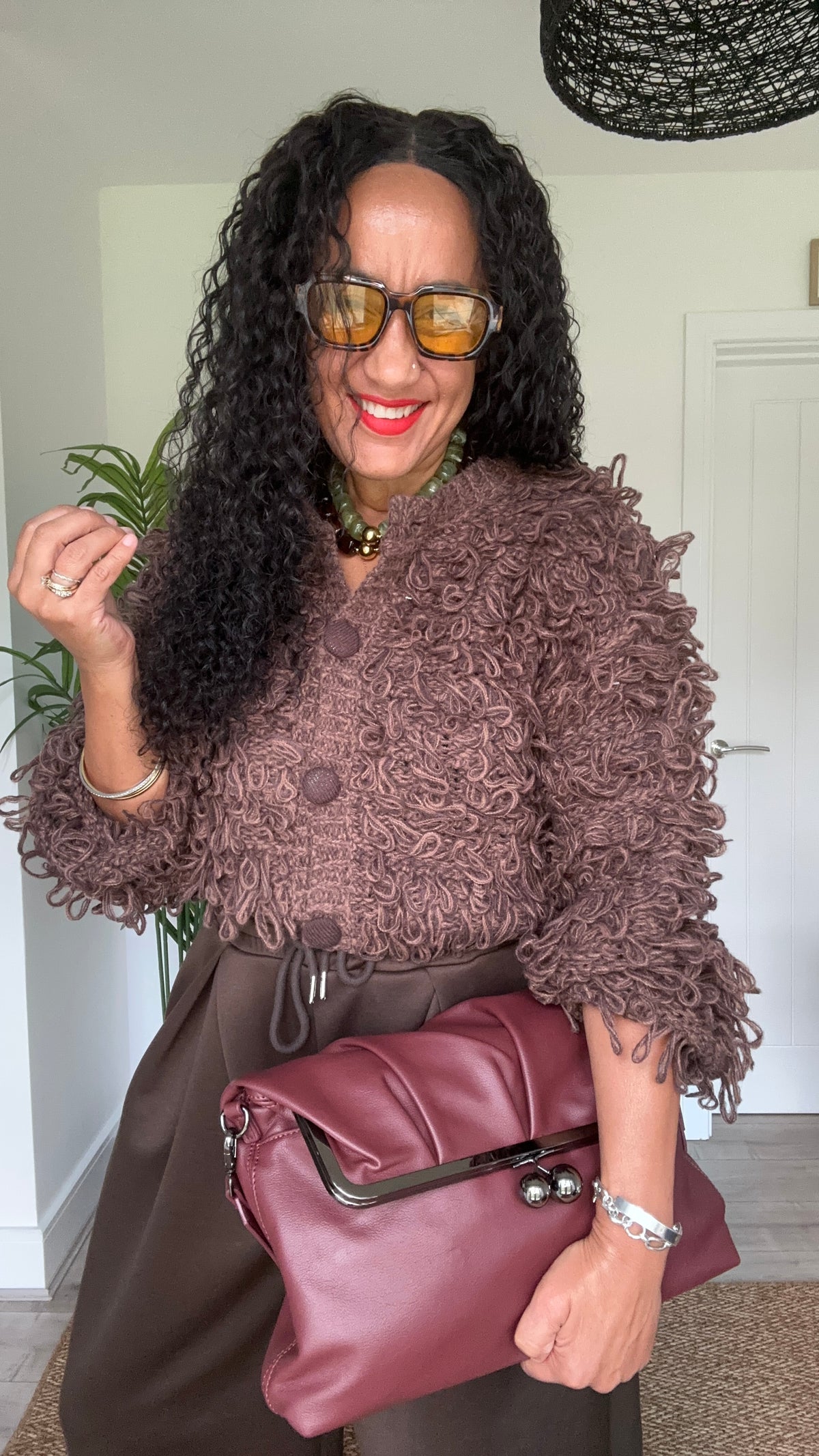 LOOPY LOOP CARDIGAN DARK BROWN *New