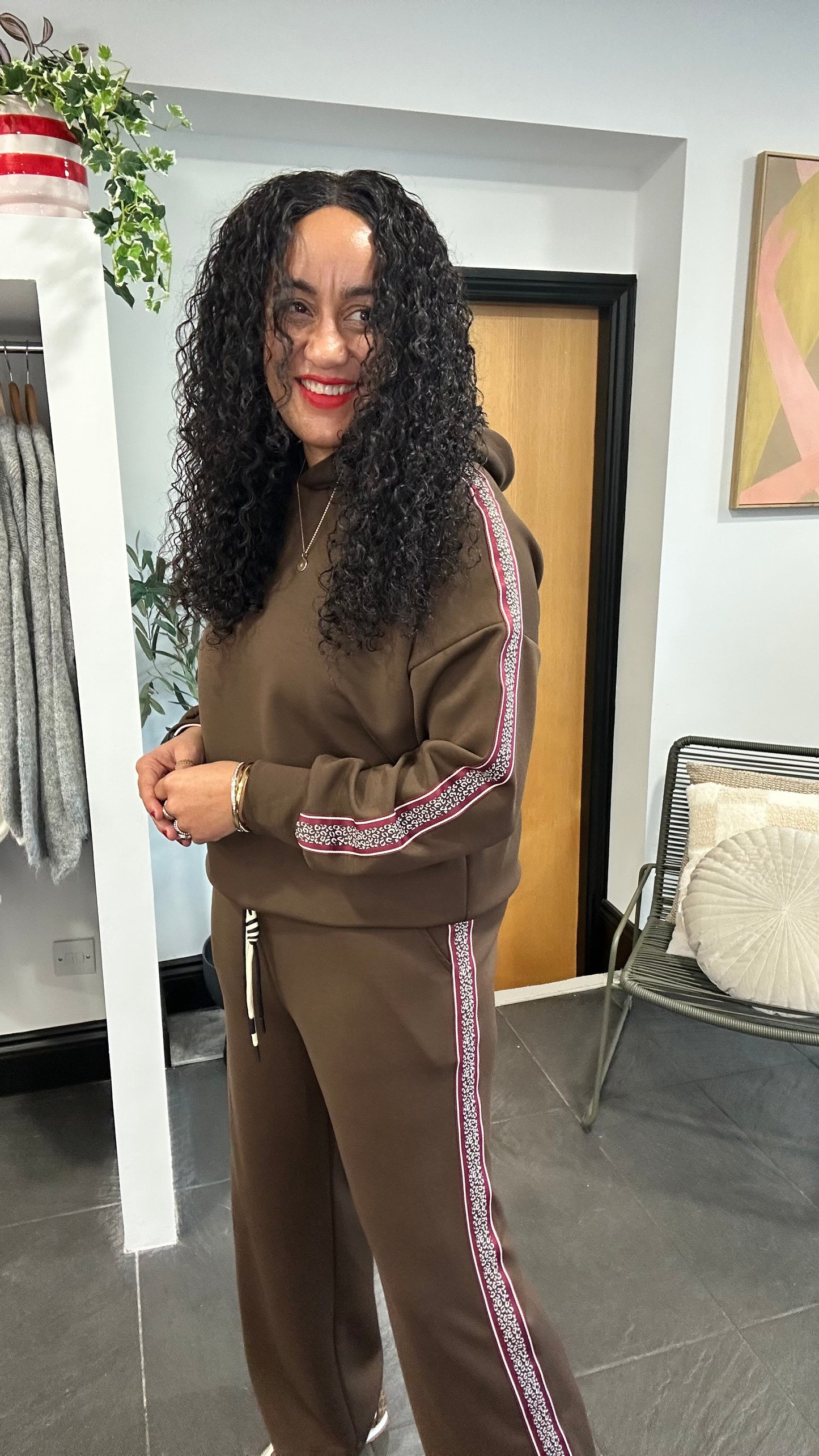 HOLLY HOODED TRACKSUIT SET DEEP BROWN  *New