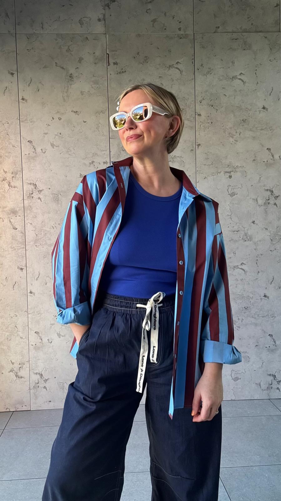 BLUE & BURGUNDY STRIPE SHIRT *New