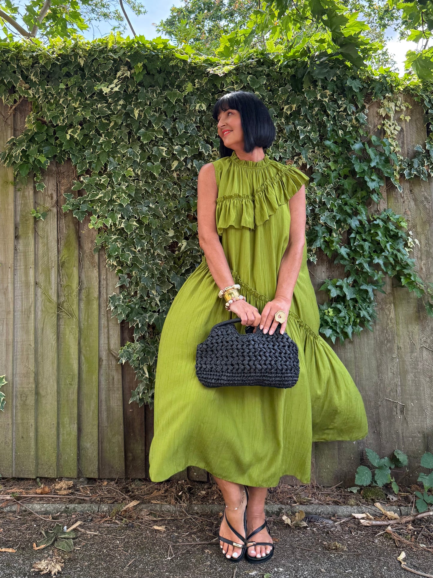 FLOWETRY FRILL MAXI DRESS OLIVE 🫒 GREEN *New