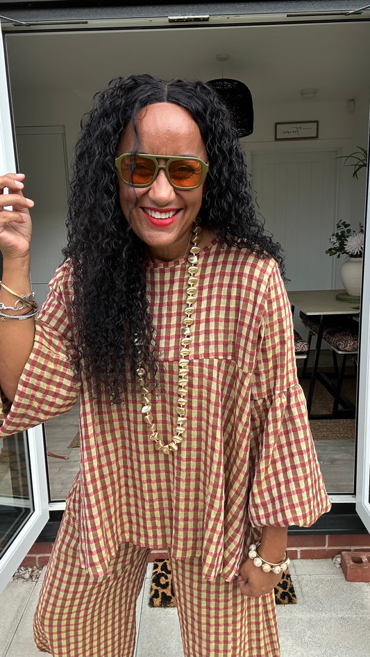 COPENHAGEN BLOUSE OLIVE & WINE *New