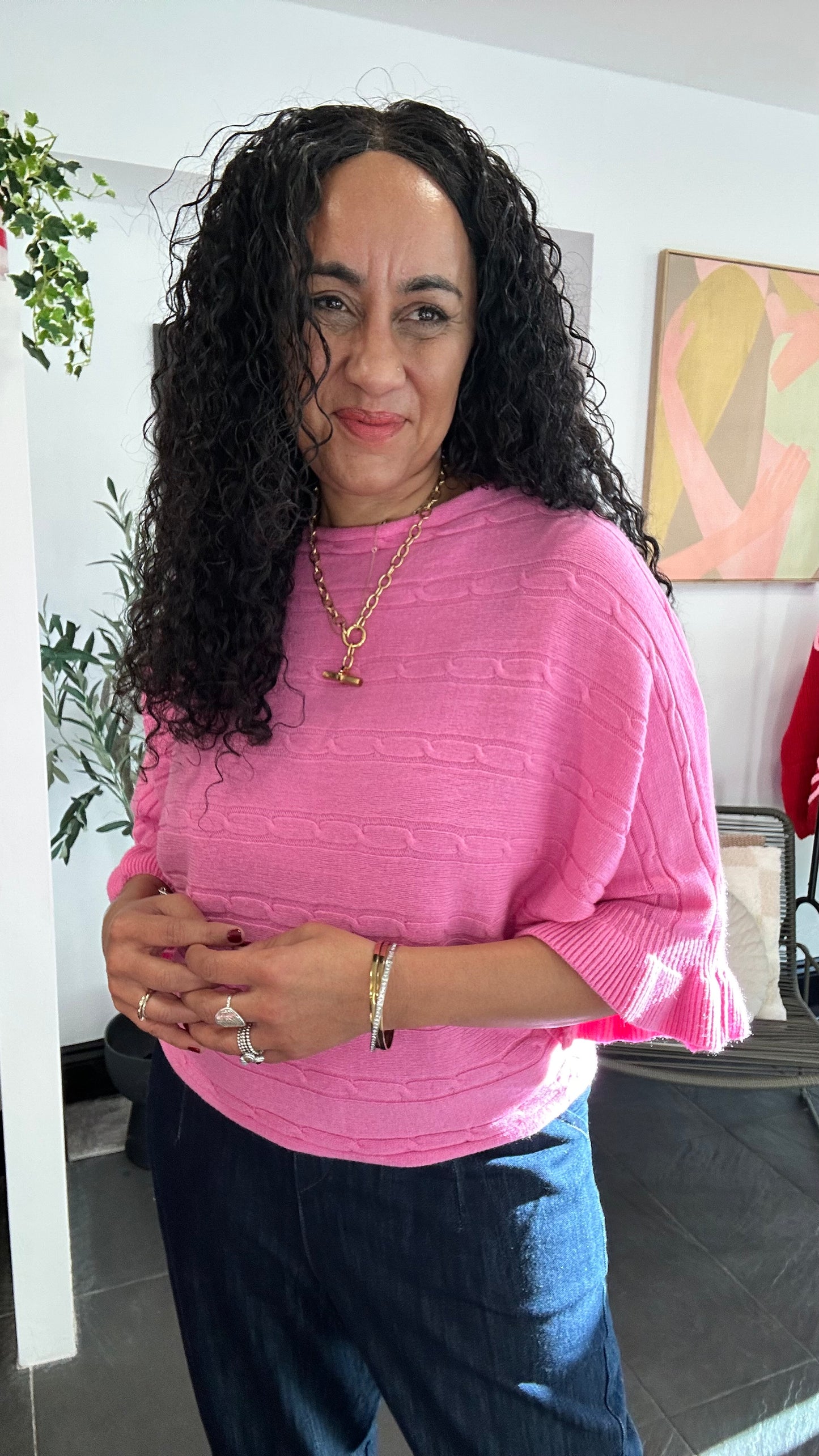 GABEL MABLE FRILL TOP PINK *New