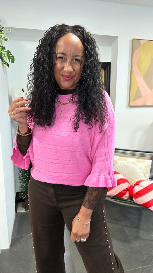 GABEL MABLE FRILL TOP PINK *New