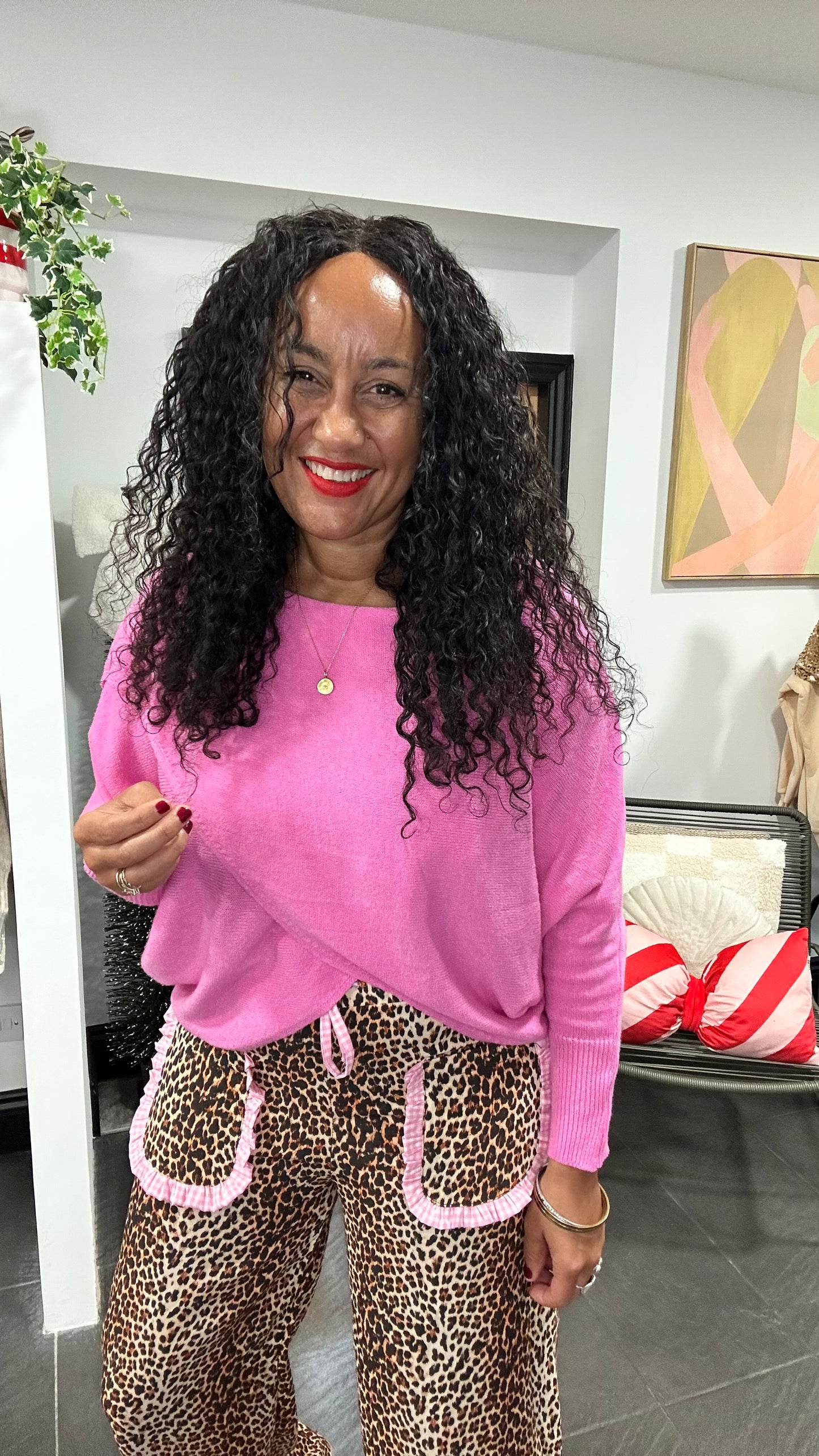 PRE ORDER MABLE FRONT CROSS WRAP JUMPER PINK *New