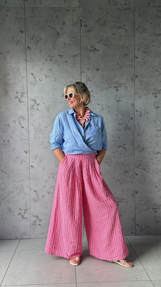 IBIZA PERRIE GINGHAM TROUSERS BLUE & PINK *New