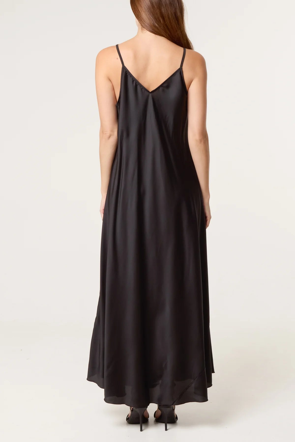 MABLE OPEN KNIT AND SATIN MAXI DRESS BLACK *New