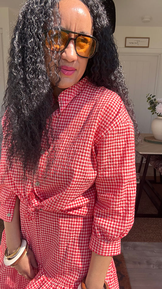 AVA GINGHAM BLOUSE RED *New