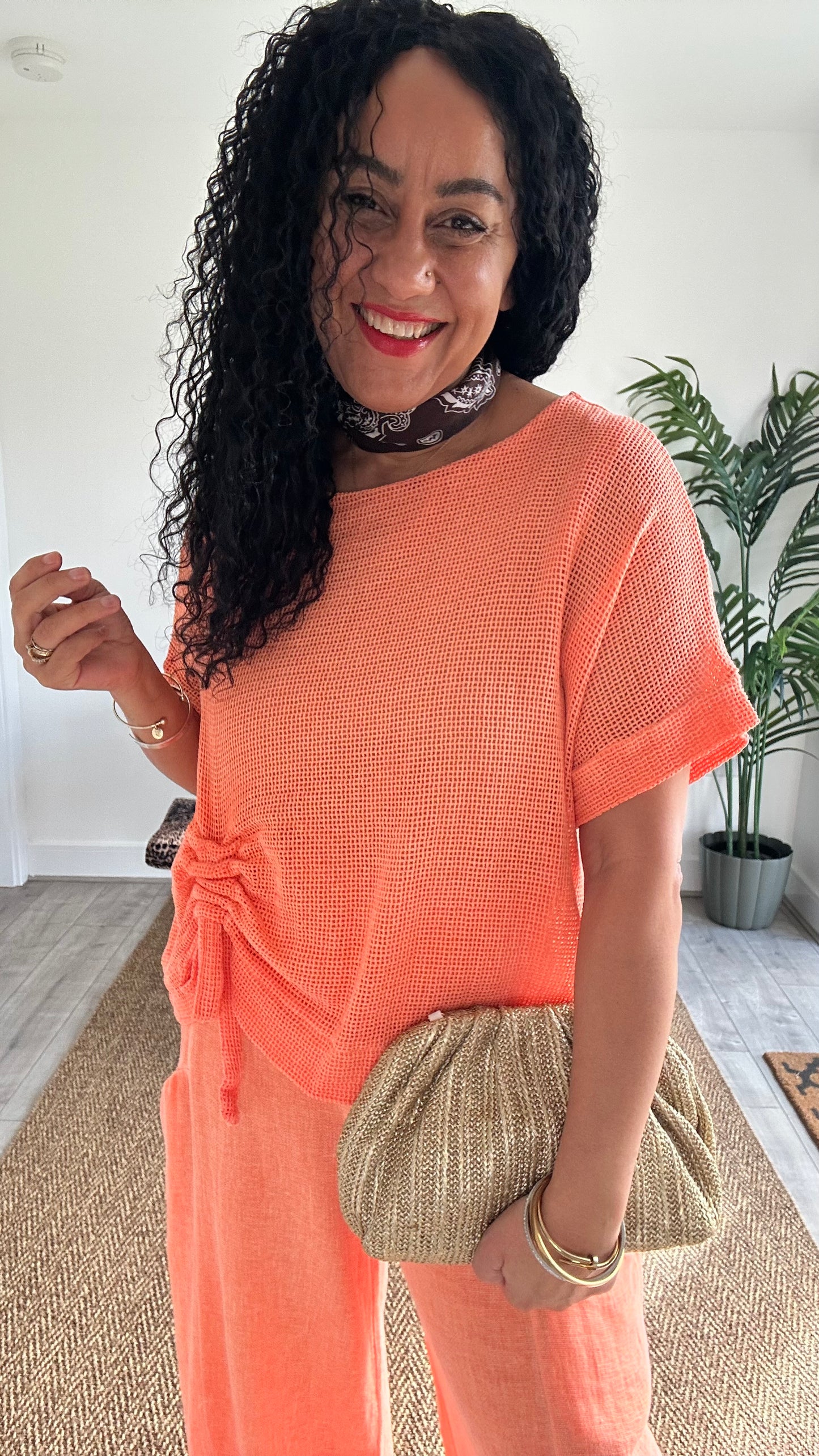 DERBY WAFFLE SAMMIE TOPS ORANGE *New