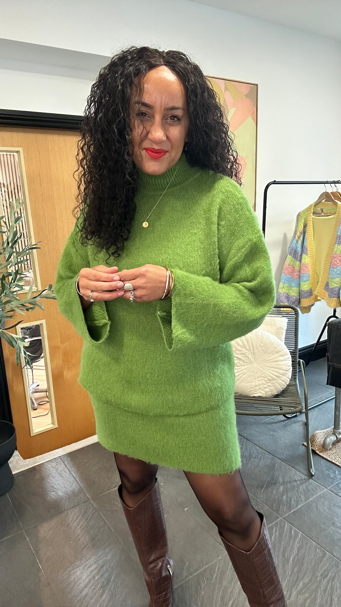 LUNA SOFT KNIT COORD SET GREEN *New