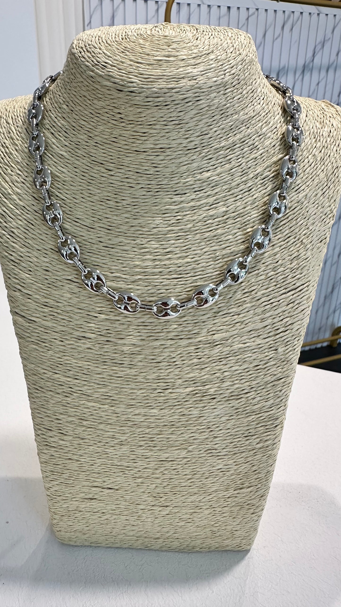 COFFEE BEAN NECKLACE SILVER