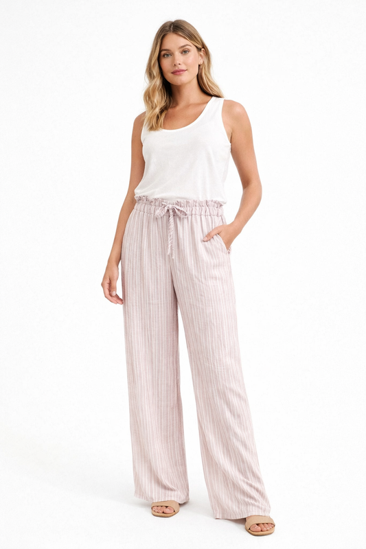 SALE AMY STRIPE TROUSERS LIGHT PINK