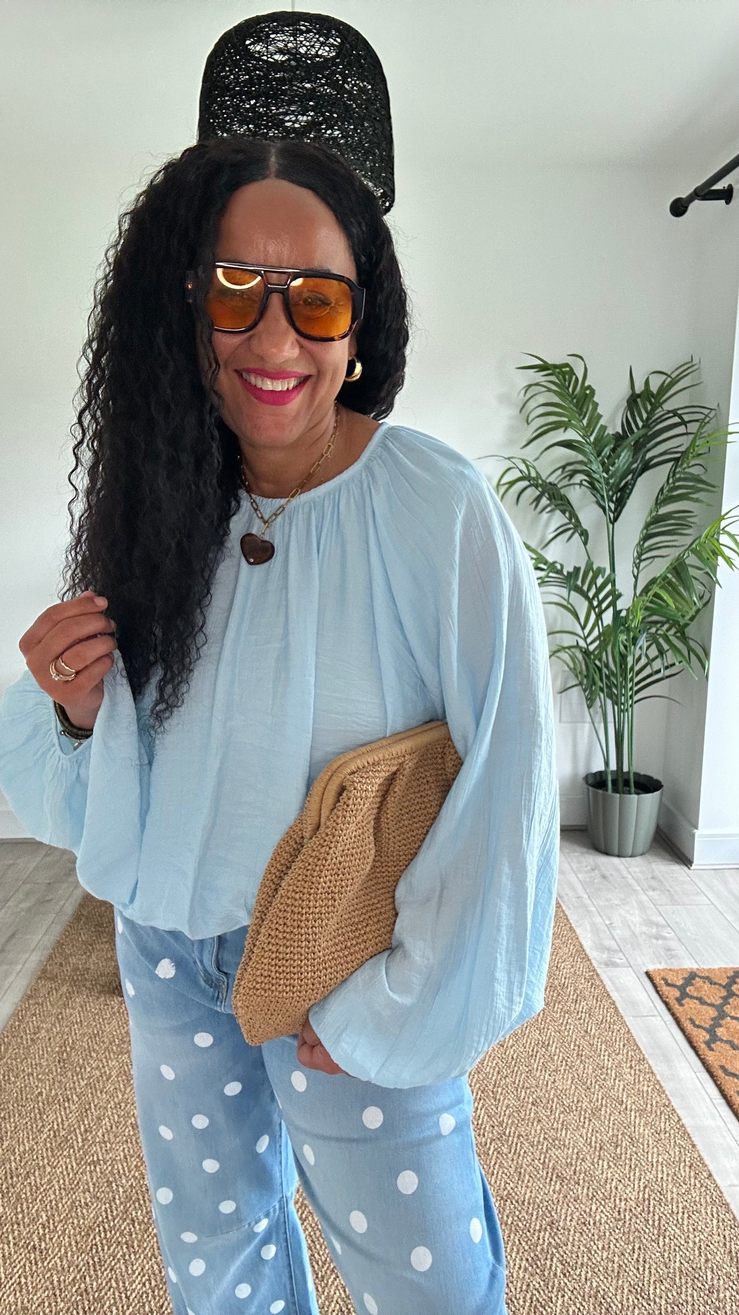 RHIAN BALLOON  SLEEVES BLOUSE ICE BLUE *New
