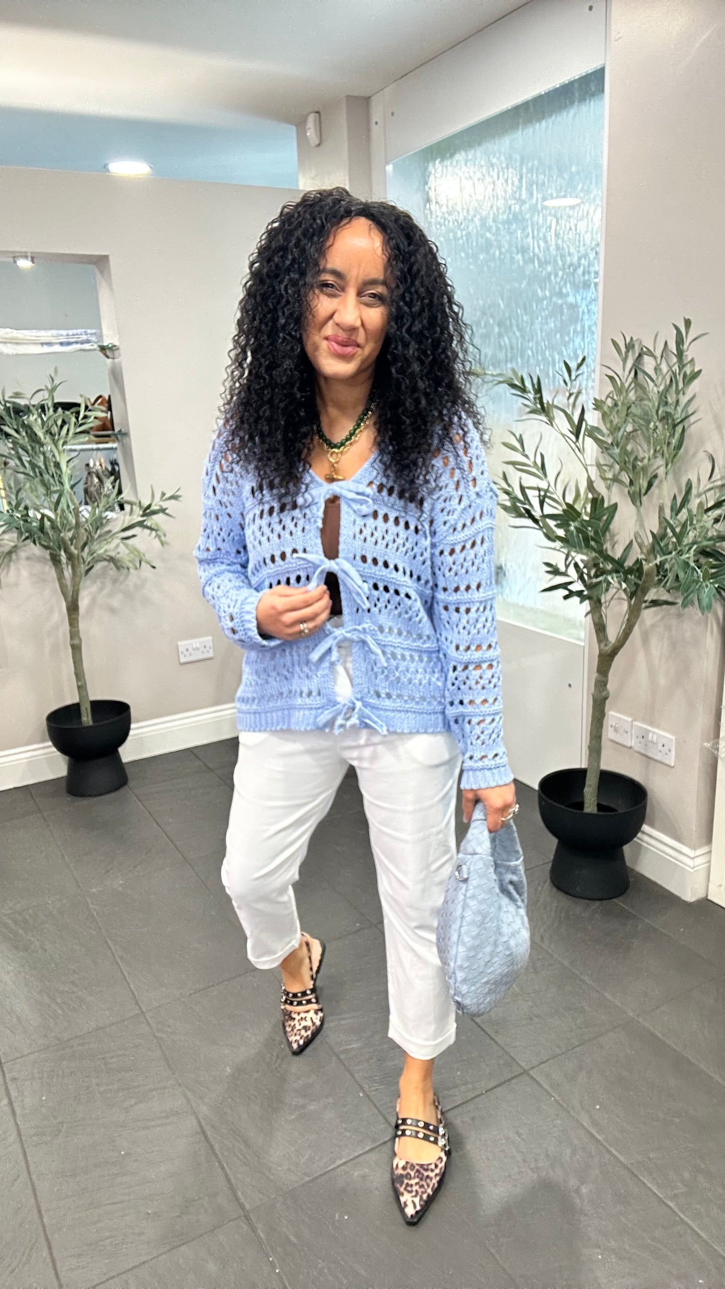 SALE GENE TIE CARDIGAN SKY BLUE