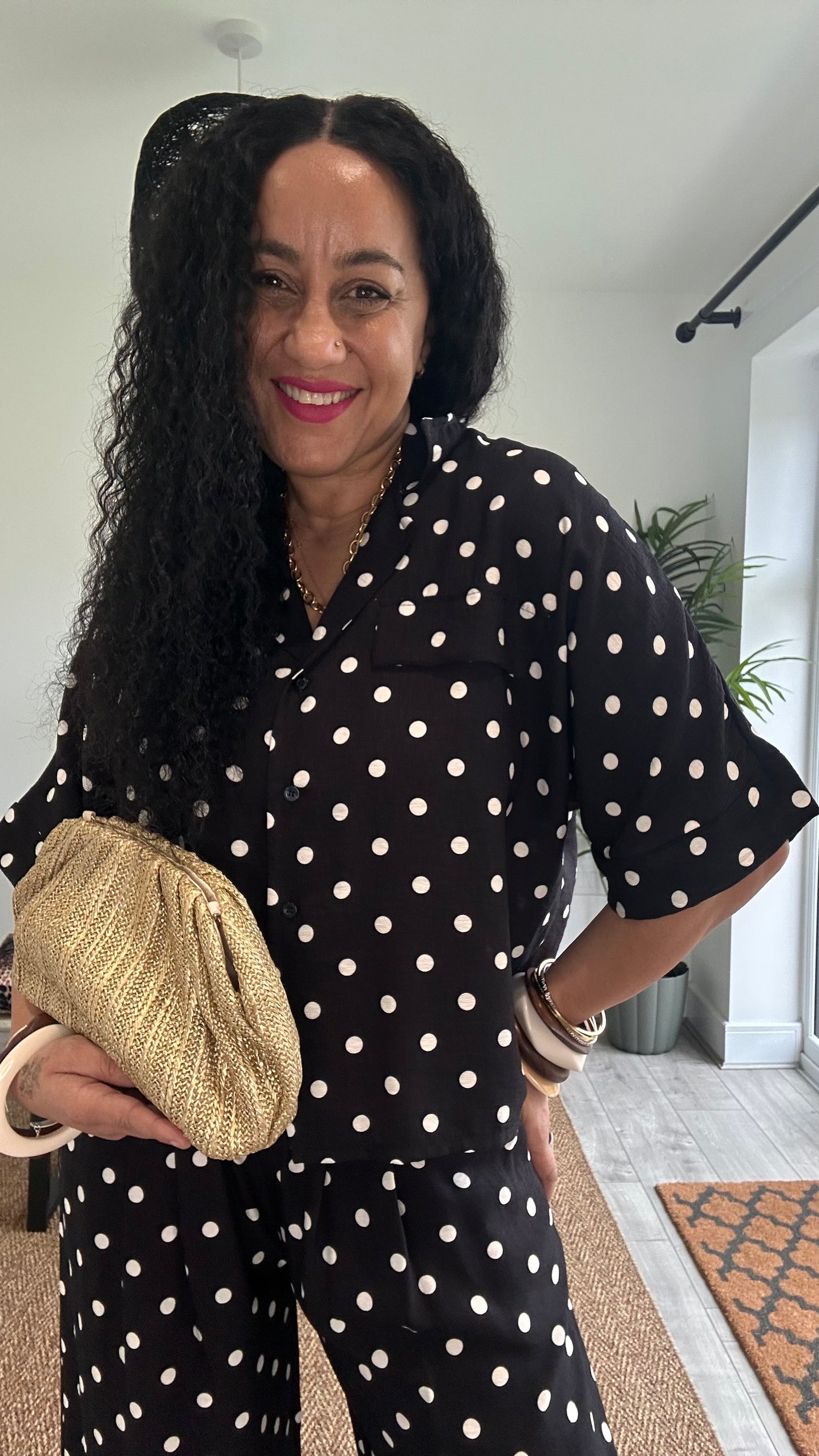 SLVIE POLKA DOT SHIRT  & TROUSERS COORD BLACK *New