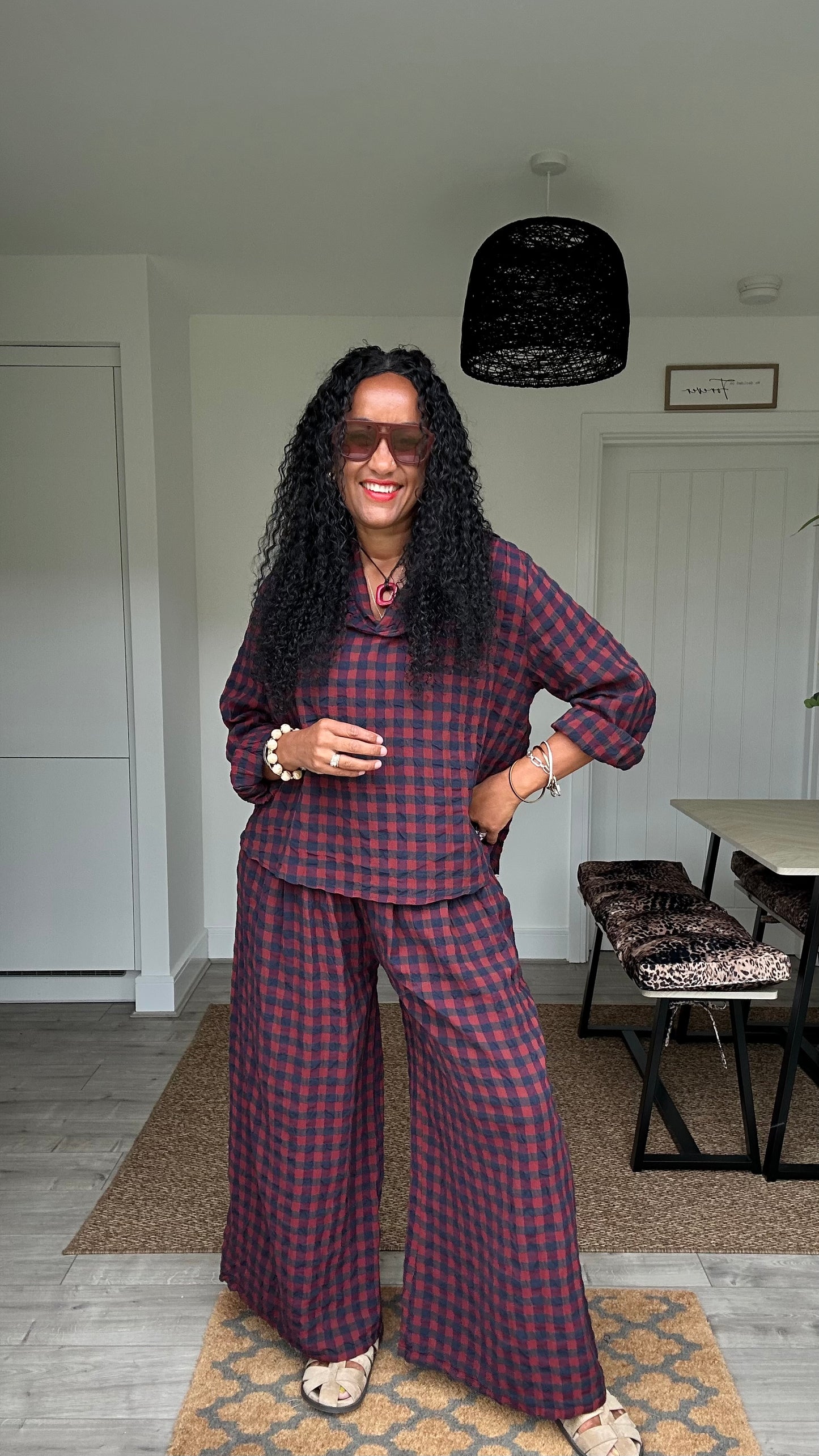 EVIE CHECKED BLOUSE RED *New