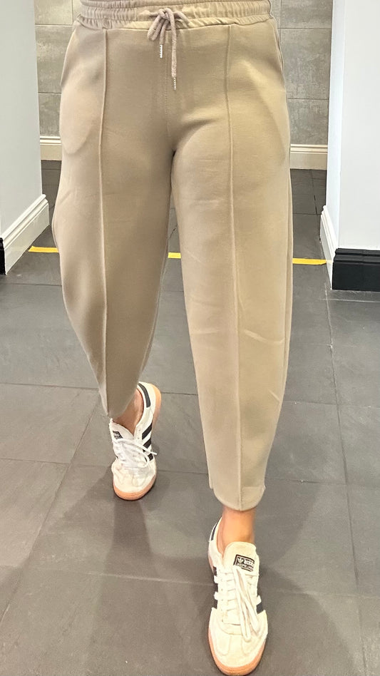 BARREL LEG PONTE JOGGERS TAUPE *New