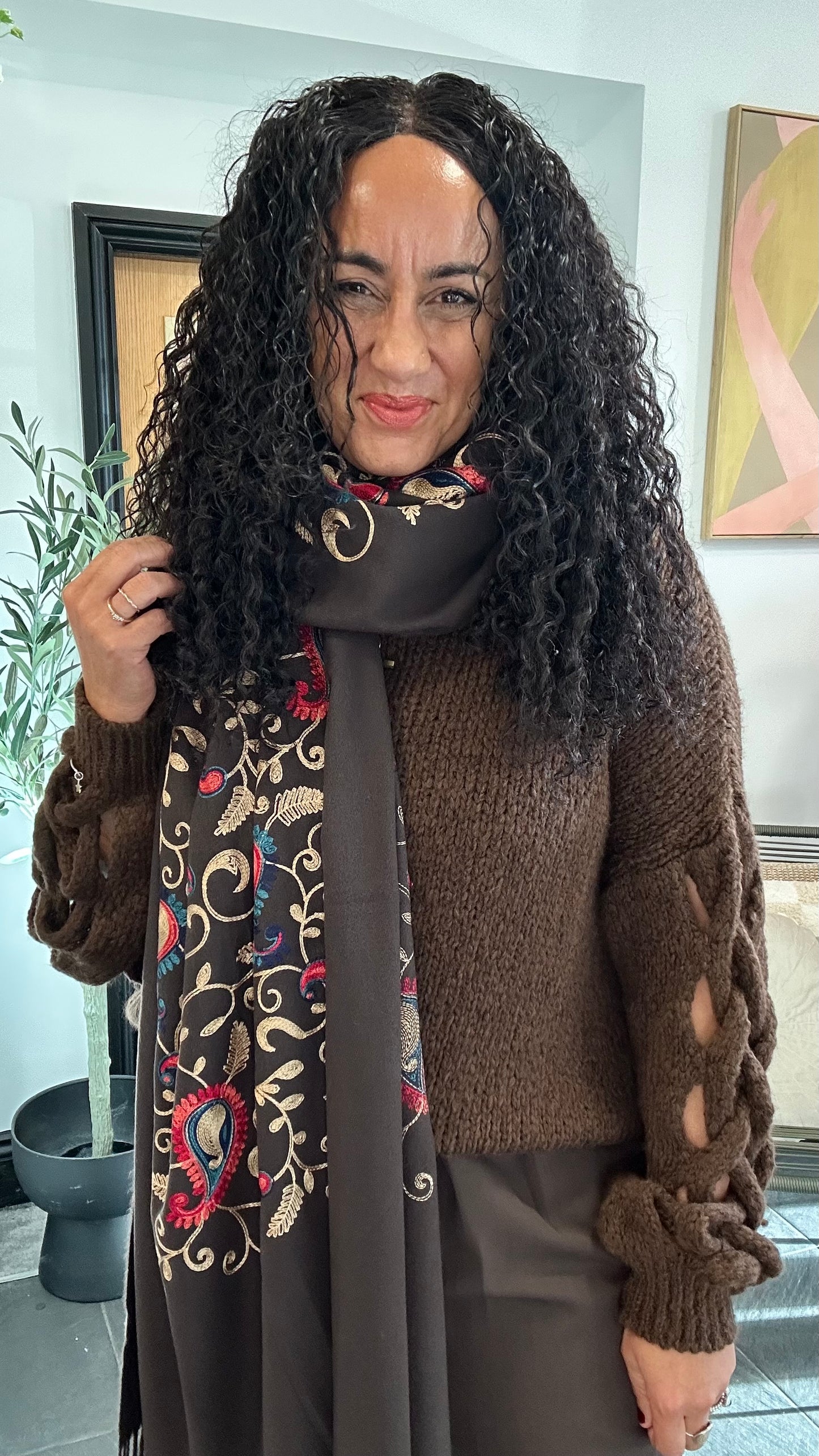 PAISLEY EMBROIDERED BLANKET SCARF SHAWL *New