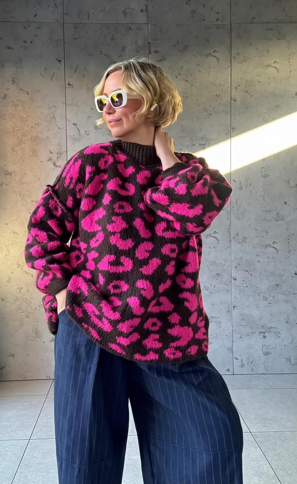 ALEX LEOPARD KNITWEAR PINK & BROWN *New
