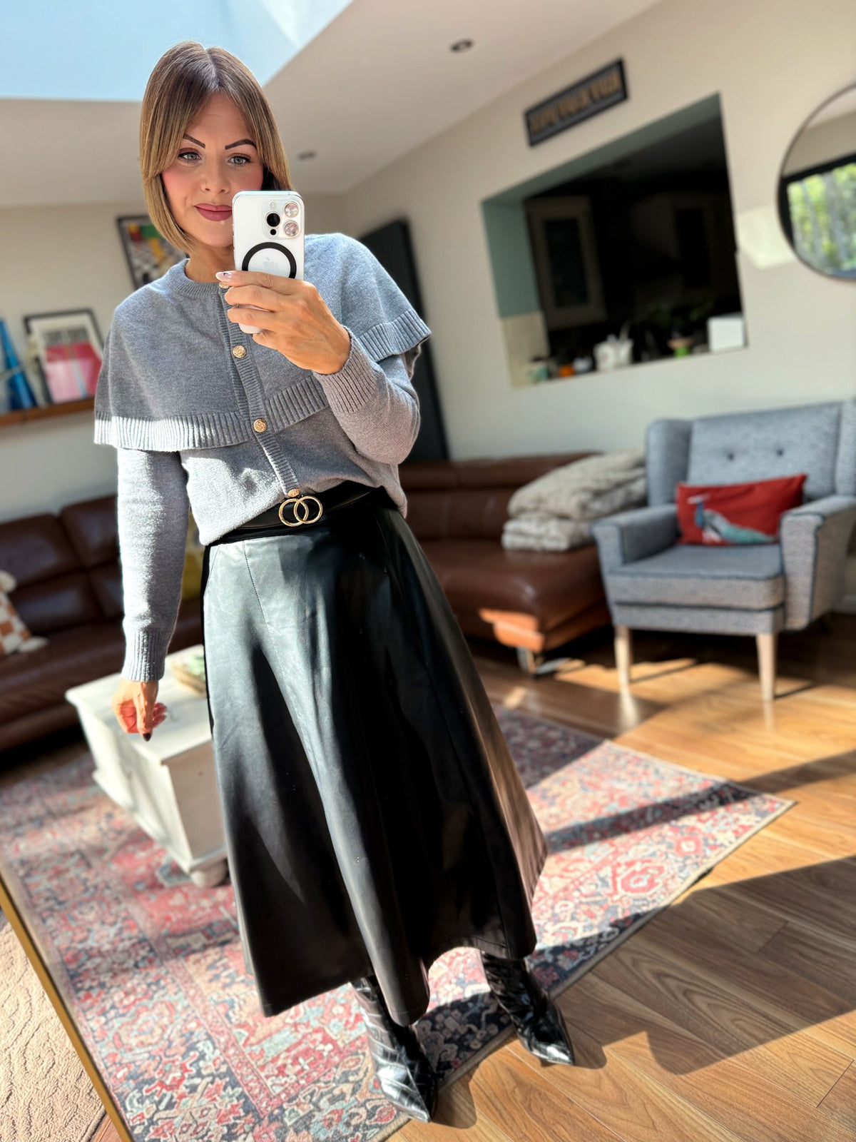 CATHY CAPE KNIT GREY *New