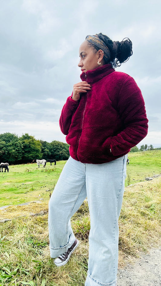 TEDDY FLEECE BURGUNDY *New