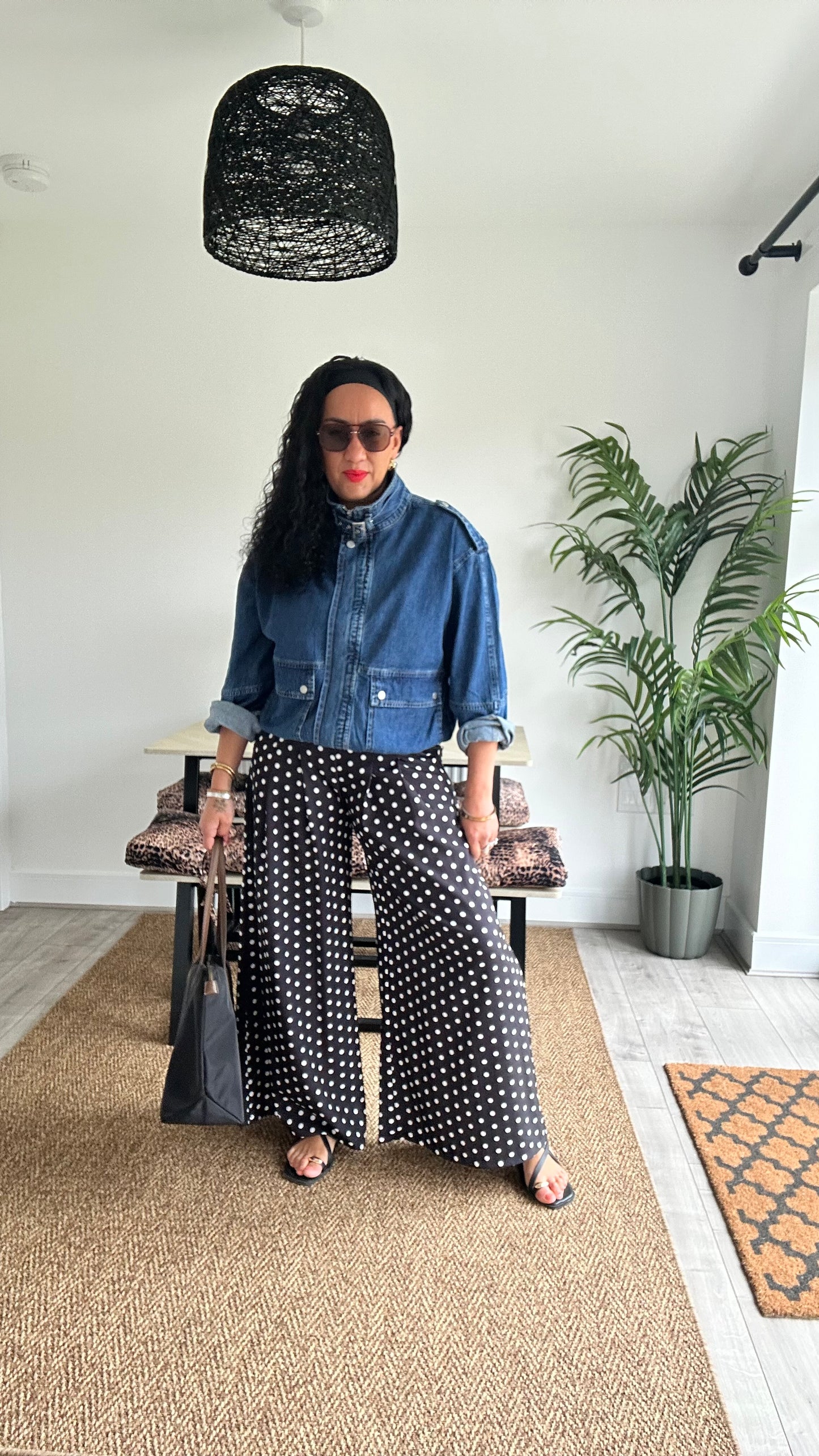 POLKA DOT TAILORED TROUSERS NAVY / BLACK   *New