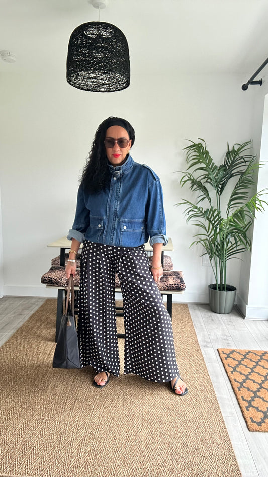 POLKA DOT TAILORED TROUSERS NAVY / BLACK   *New