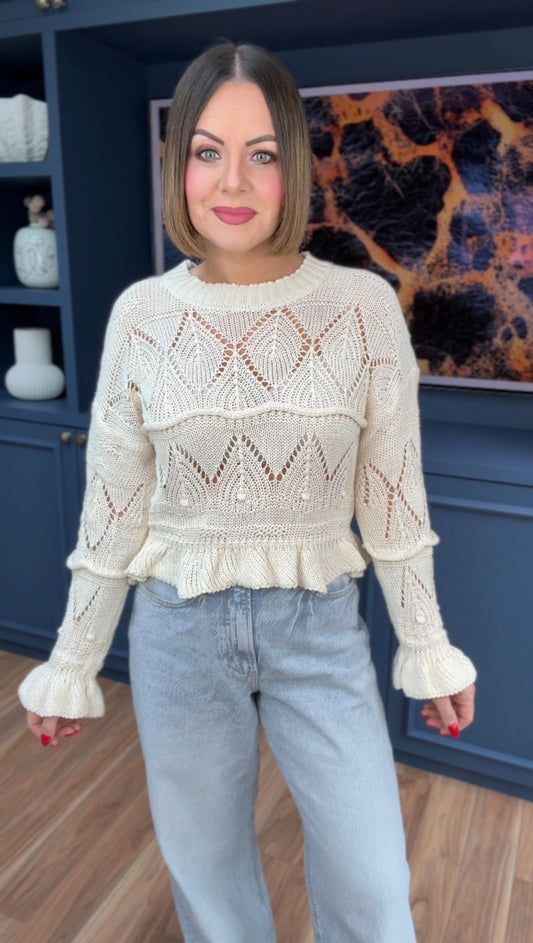 CELIA CROCHET KNIT IVORY *New