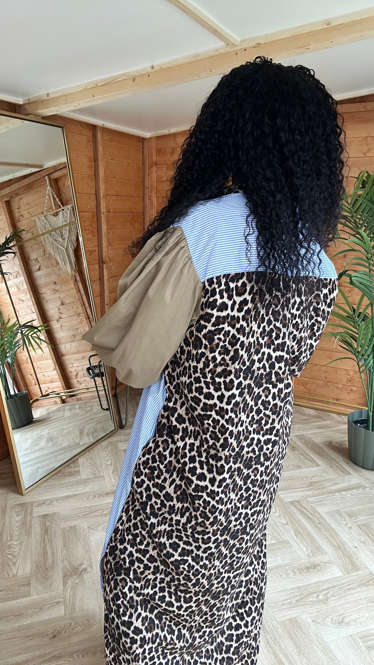 SALE FERN OVERSIZED LEOPARD & STRIPE SHIRT DRESS *New & Trending