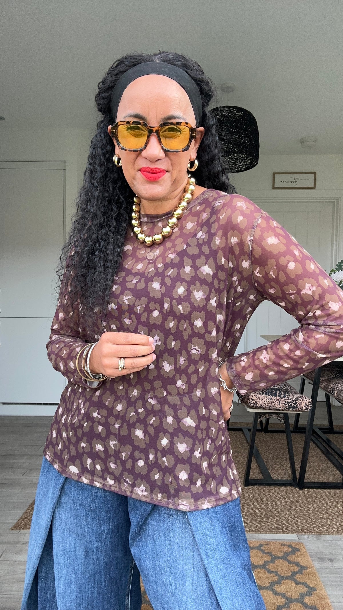 CANDICE LEOPARD TOP PLUM *New