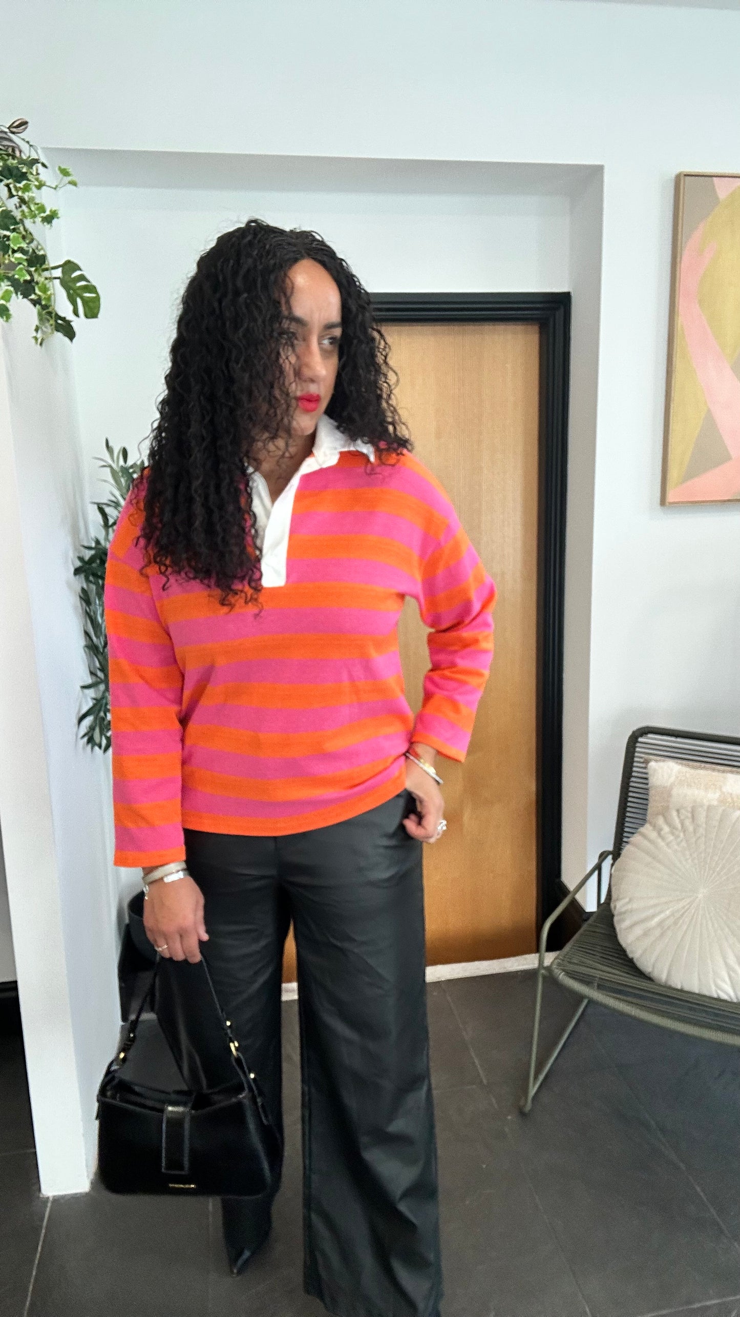 STRIPED RUGBY SHIRT CANDY PINK & ORANGE 🍊 🩷 *New