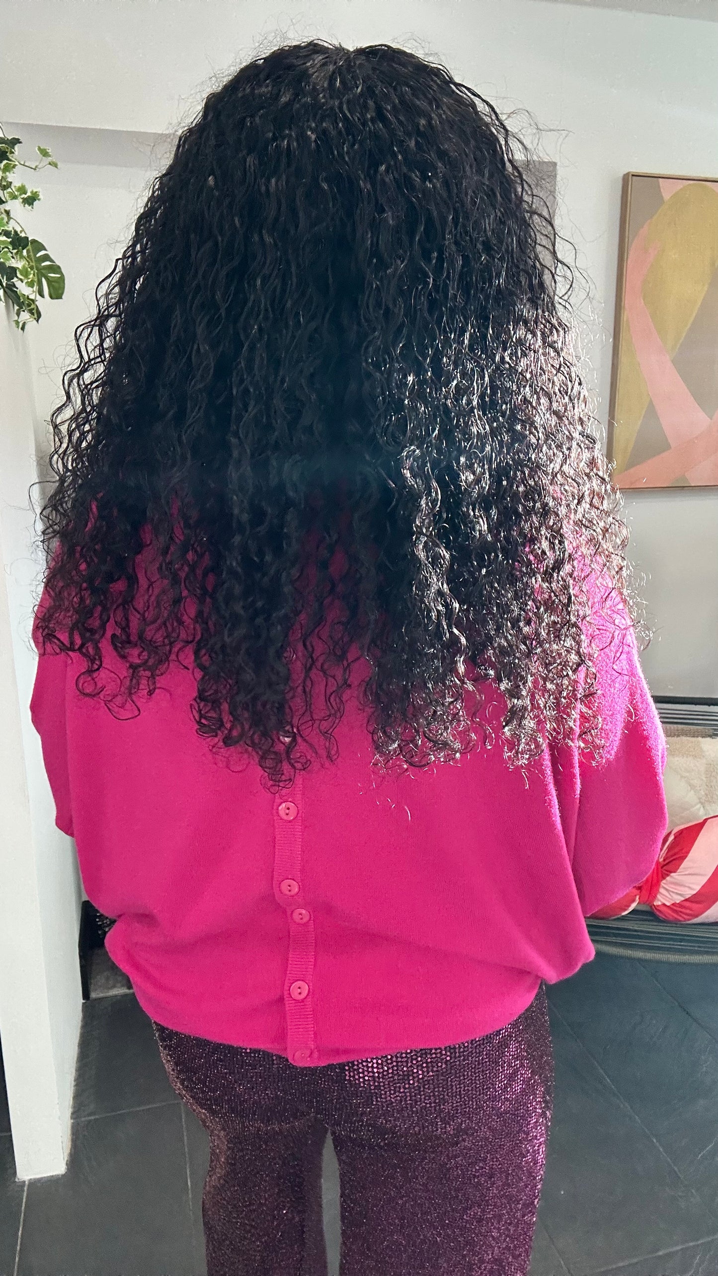 MULTIFUNCTIONAL BUTTON BACK BATWING TOP FUCHSIA PINK *New