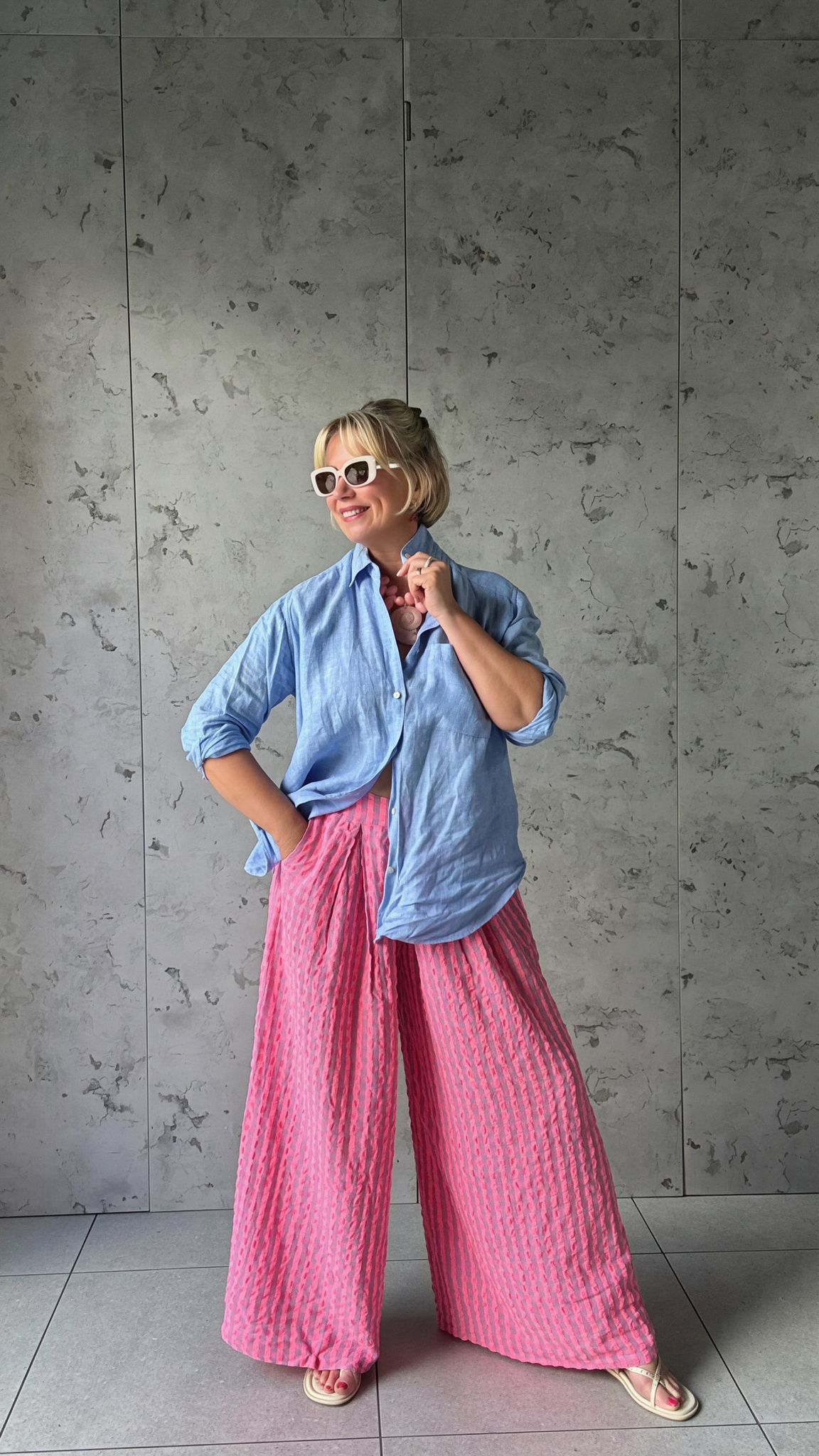 IBIZA PERRIE GINGHAM TROUSERS BLUE & PINK *New