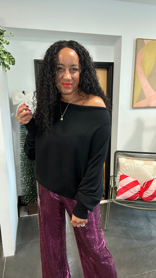 MULTIFUNCTIONAL BUTTON BACK BATWING TOP BLACK *New