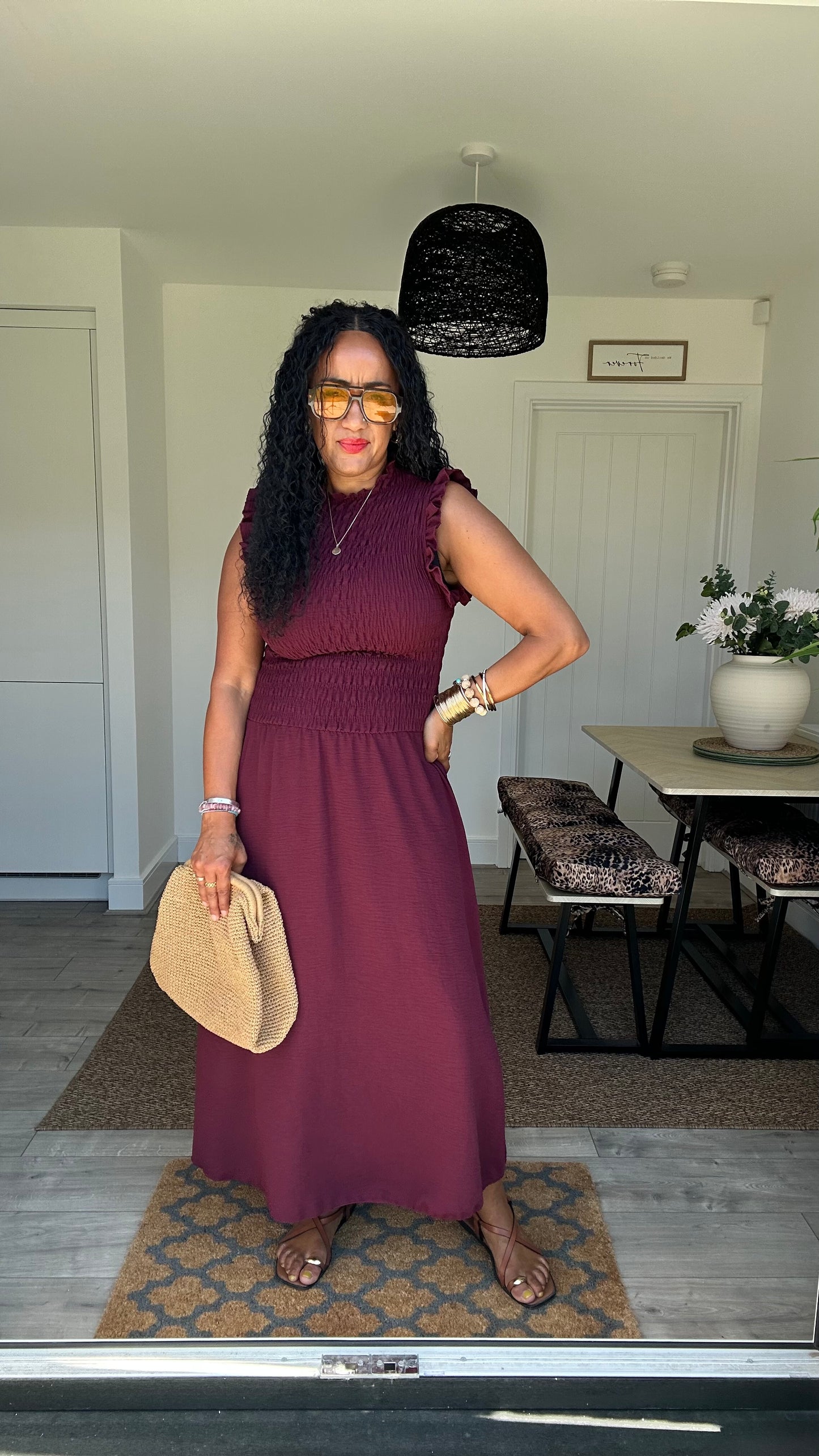 SINITA SHEARED BODICE MAXI DRESS MULBERRY *New