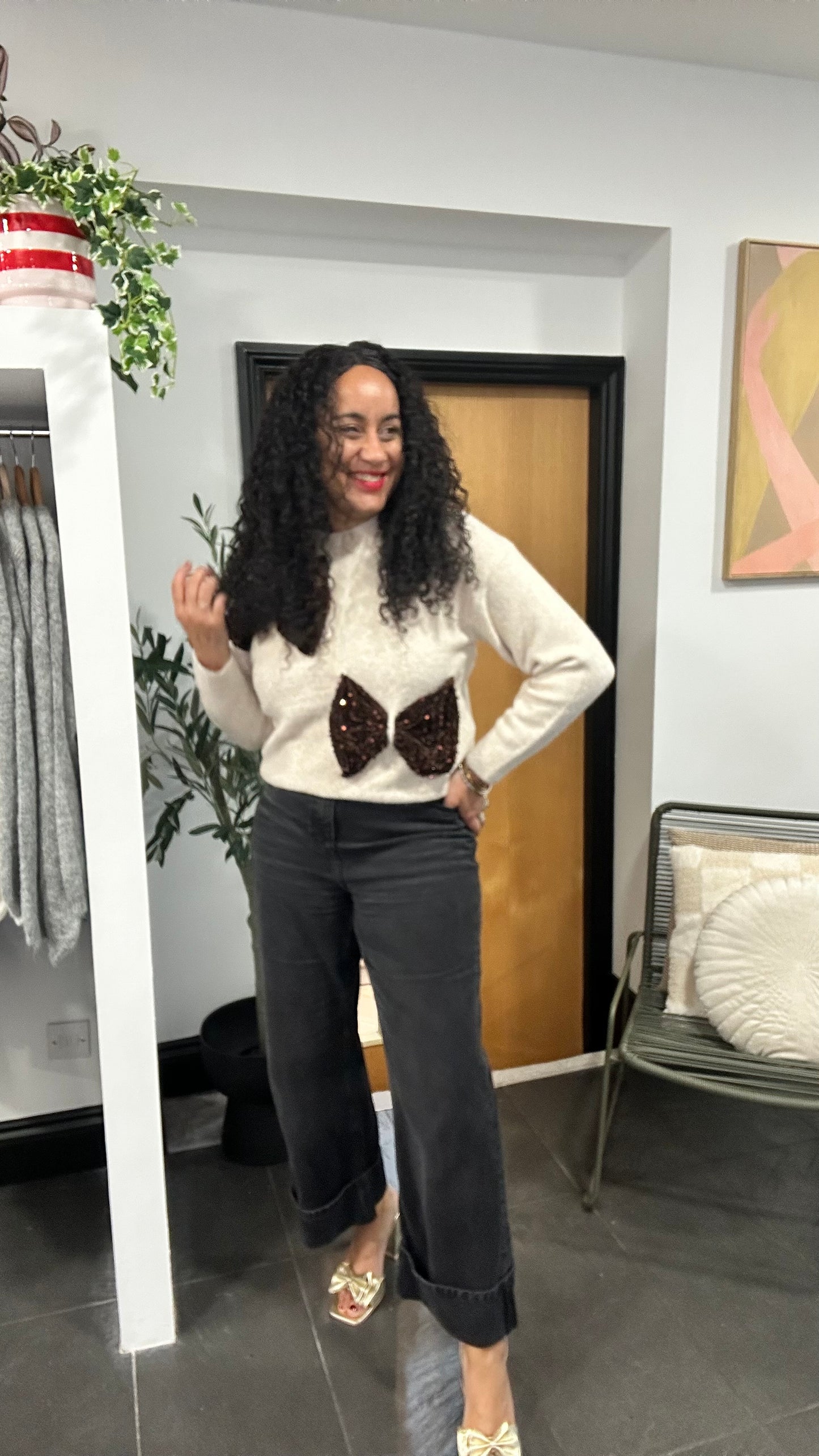 NICHOLA SEQUIN BOW JUMPER *New