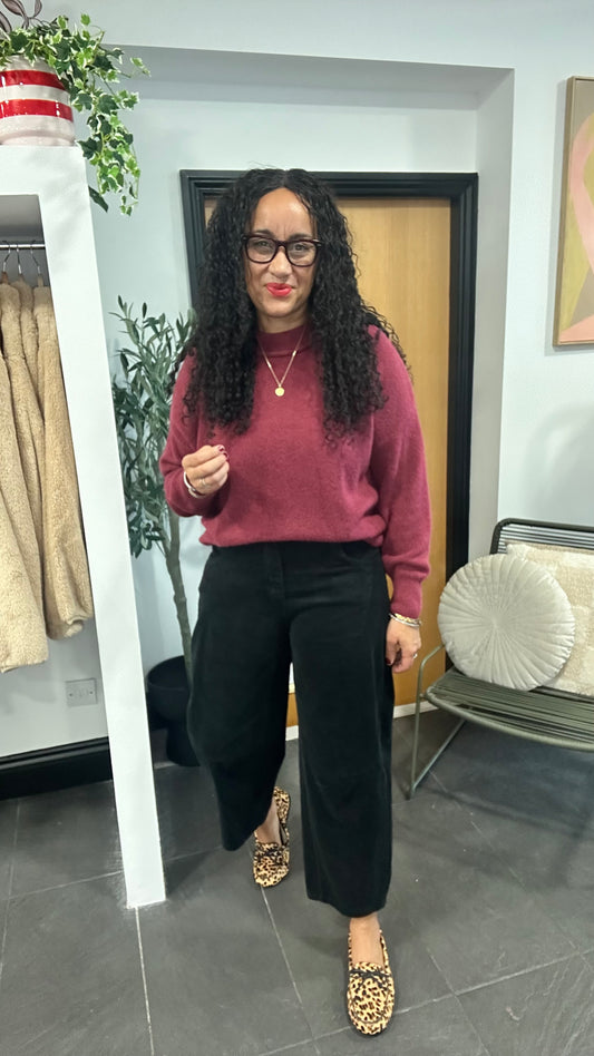 GRASMERE CORDUROY TAPERED BARREL LEG TROUSERS BLACK *NEW