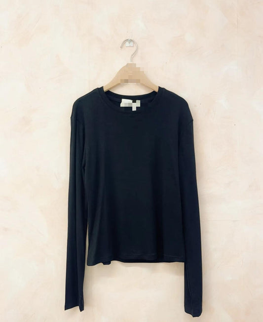 BASIC LONG SLEEVED COTTON TOP BLACK *New