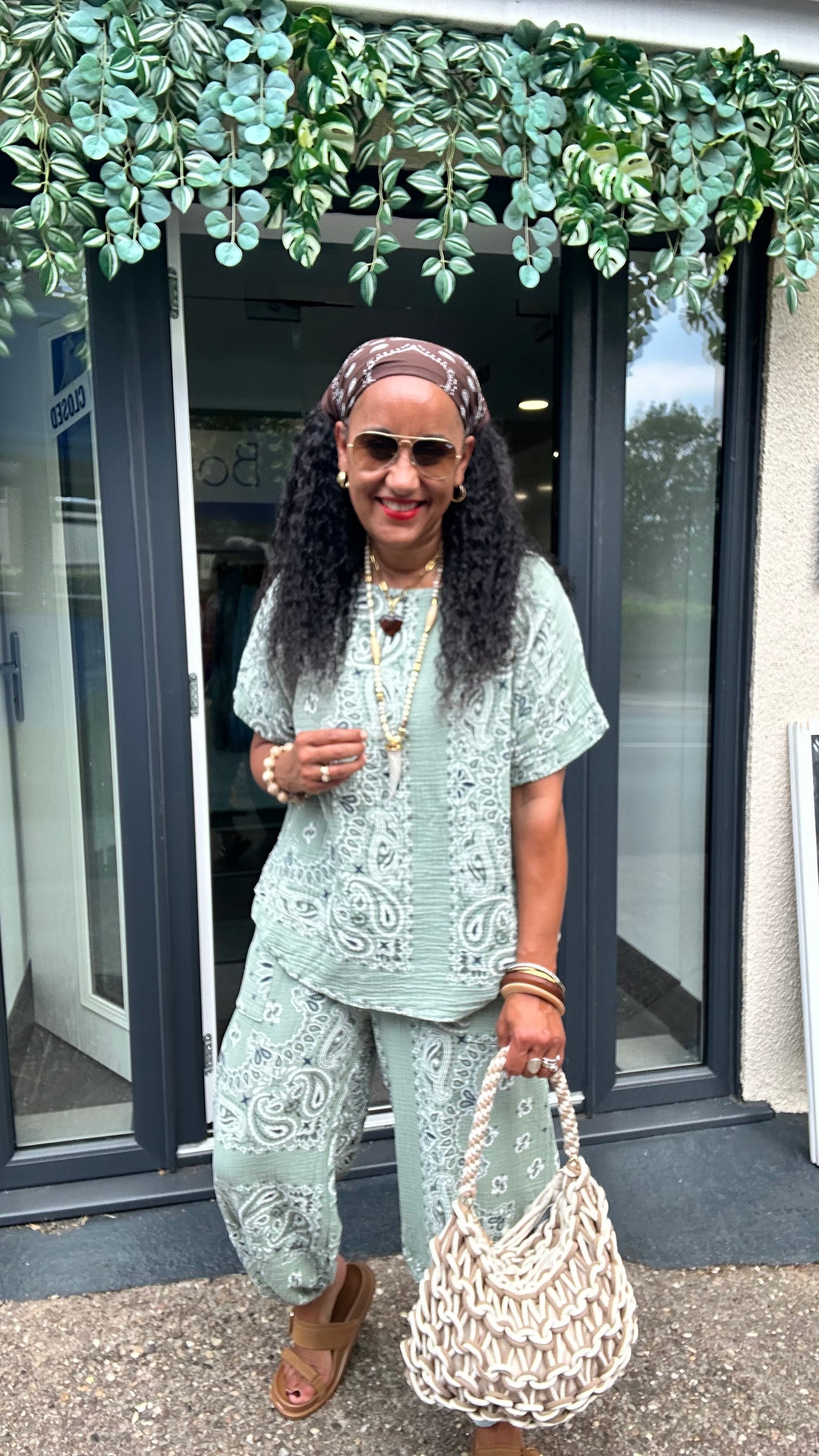 PAISLEY BANDANA COORD SET SAGE GREEN *New
