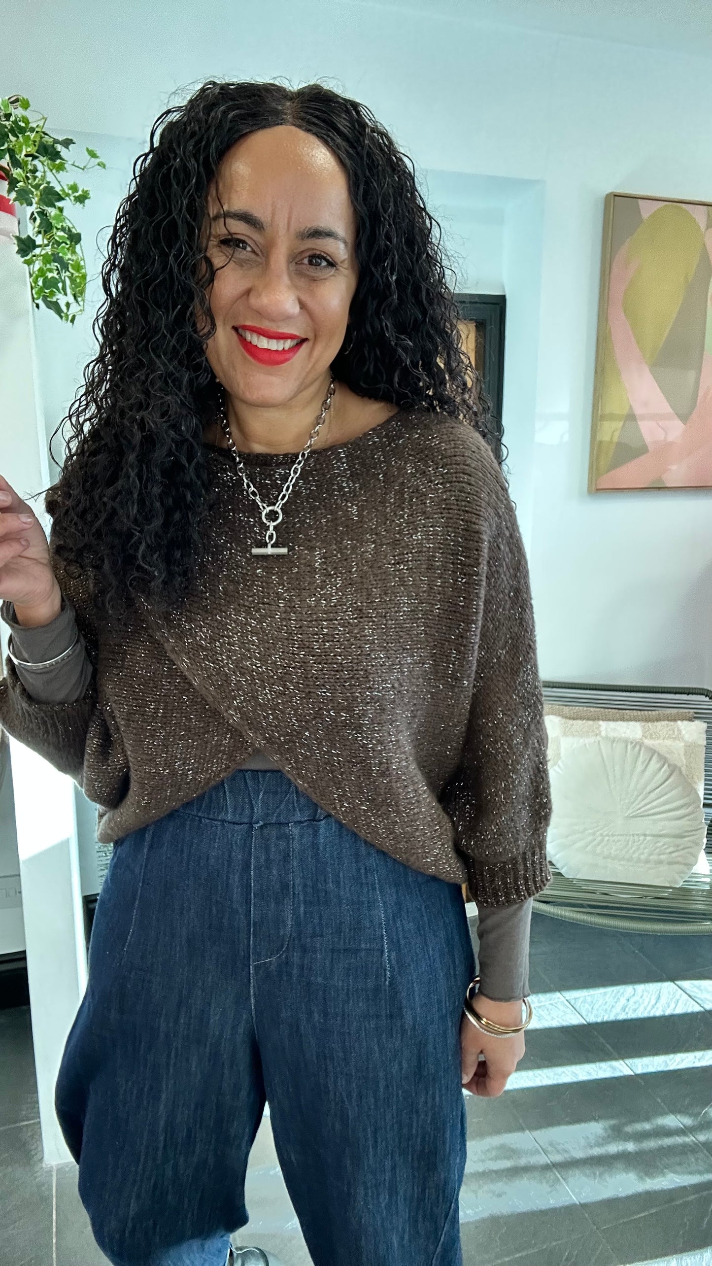 SALE MINI MABLE LUREX REVERSIBLE TOP
DEEP BROWN