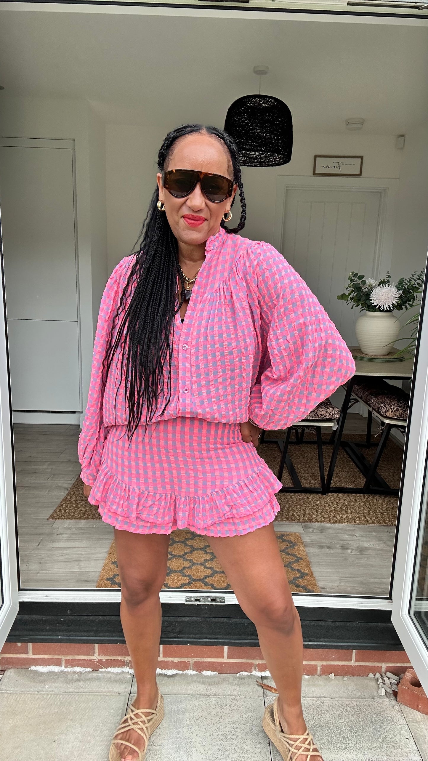 IBIZA PERRIE GINGHAM SHORTS PINK & BLUE *New