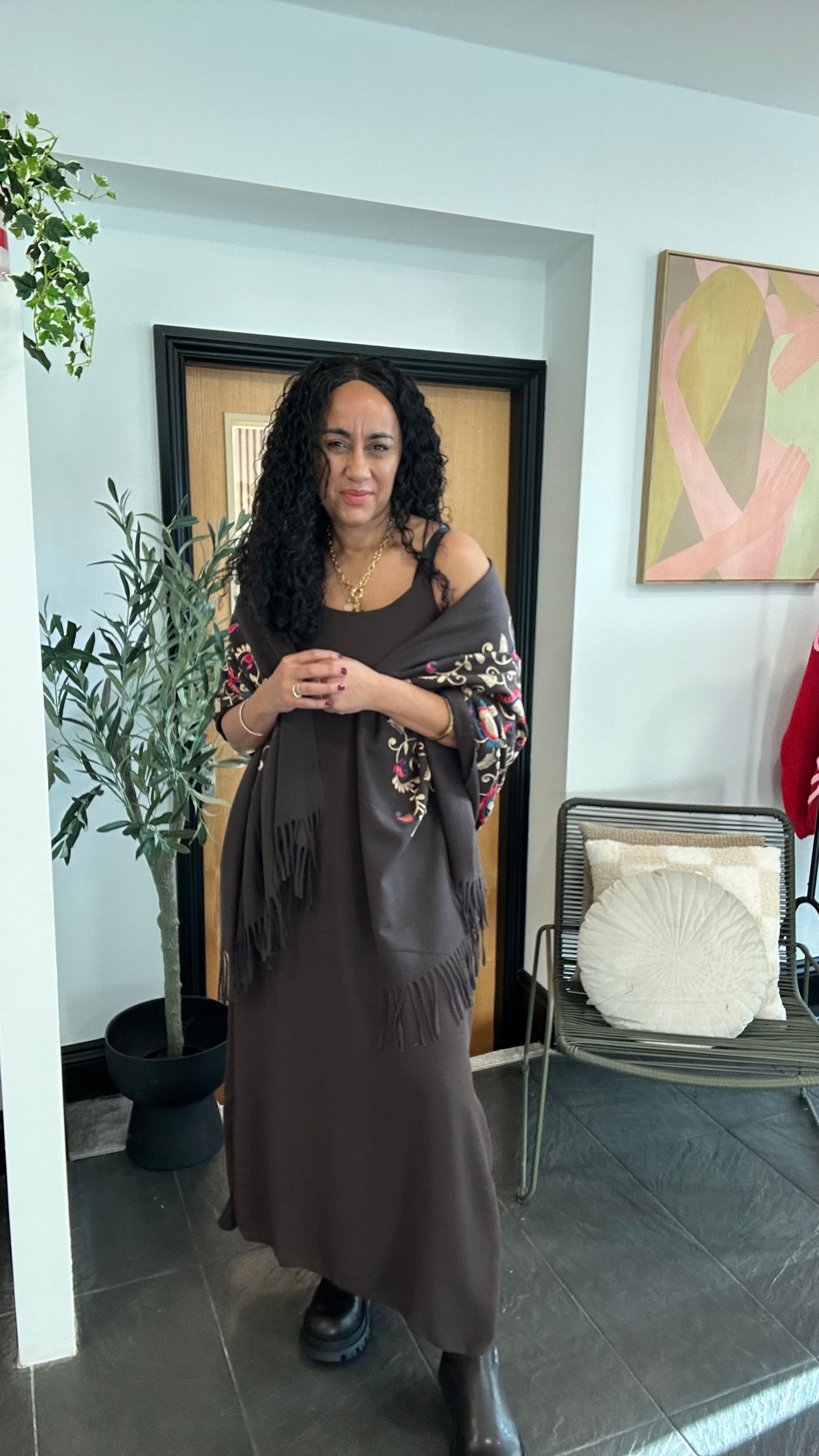 TIA SPAGHETTI STRAP DRESS ESPRESSO BROWN *New