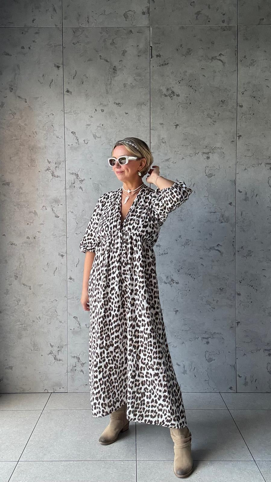 black and white leopard print maxi dress Katherine Black and silver leopard print maxi dress Large