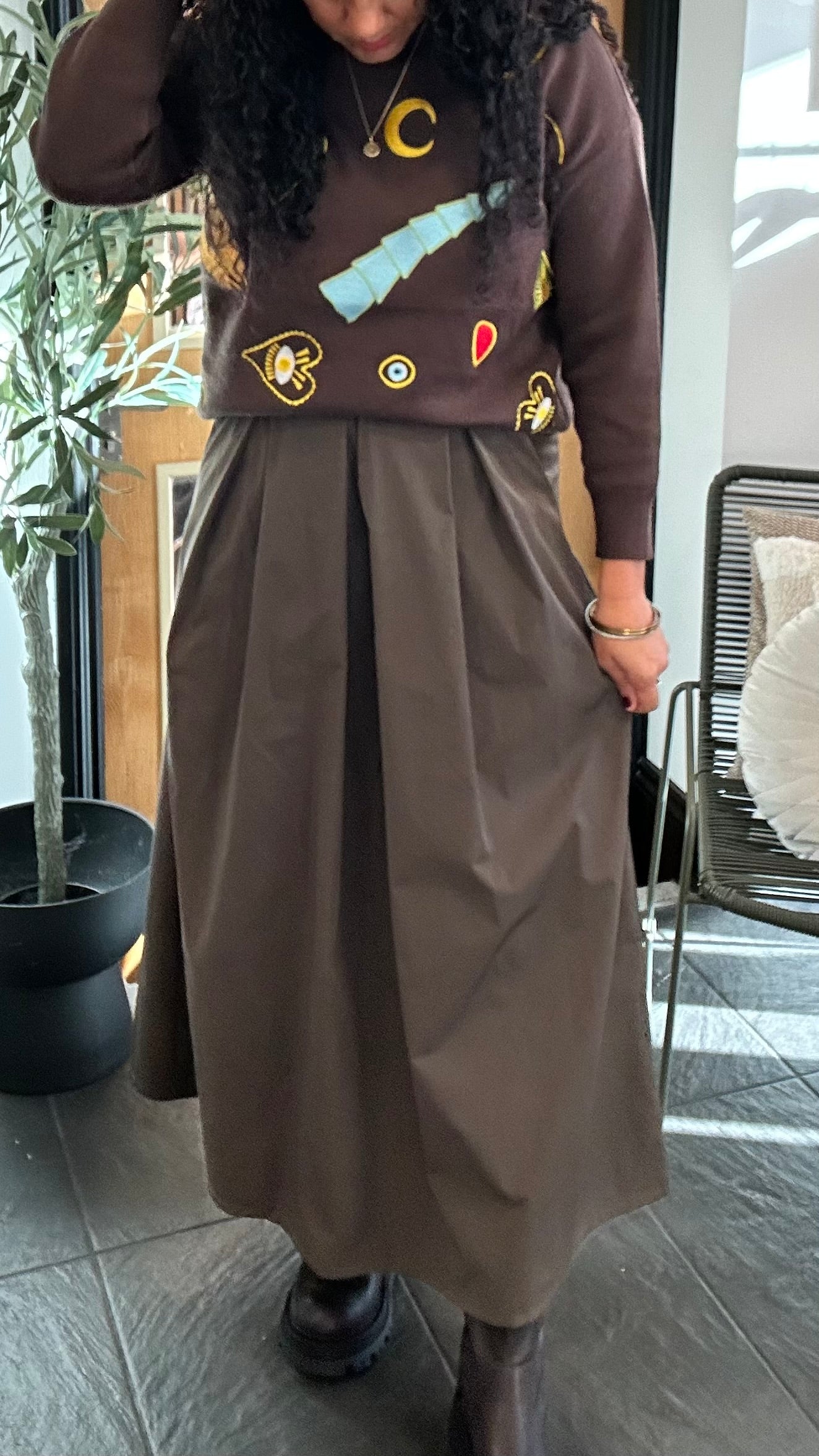 CIRCLE SKIRTS BROWN *New