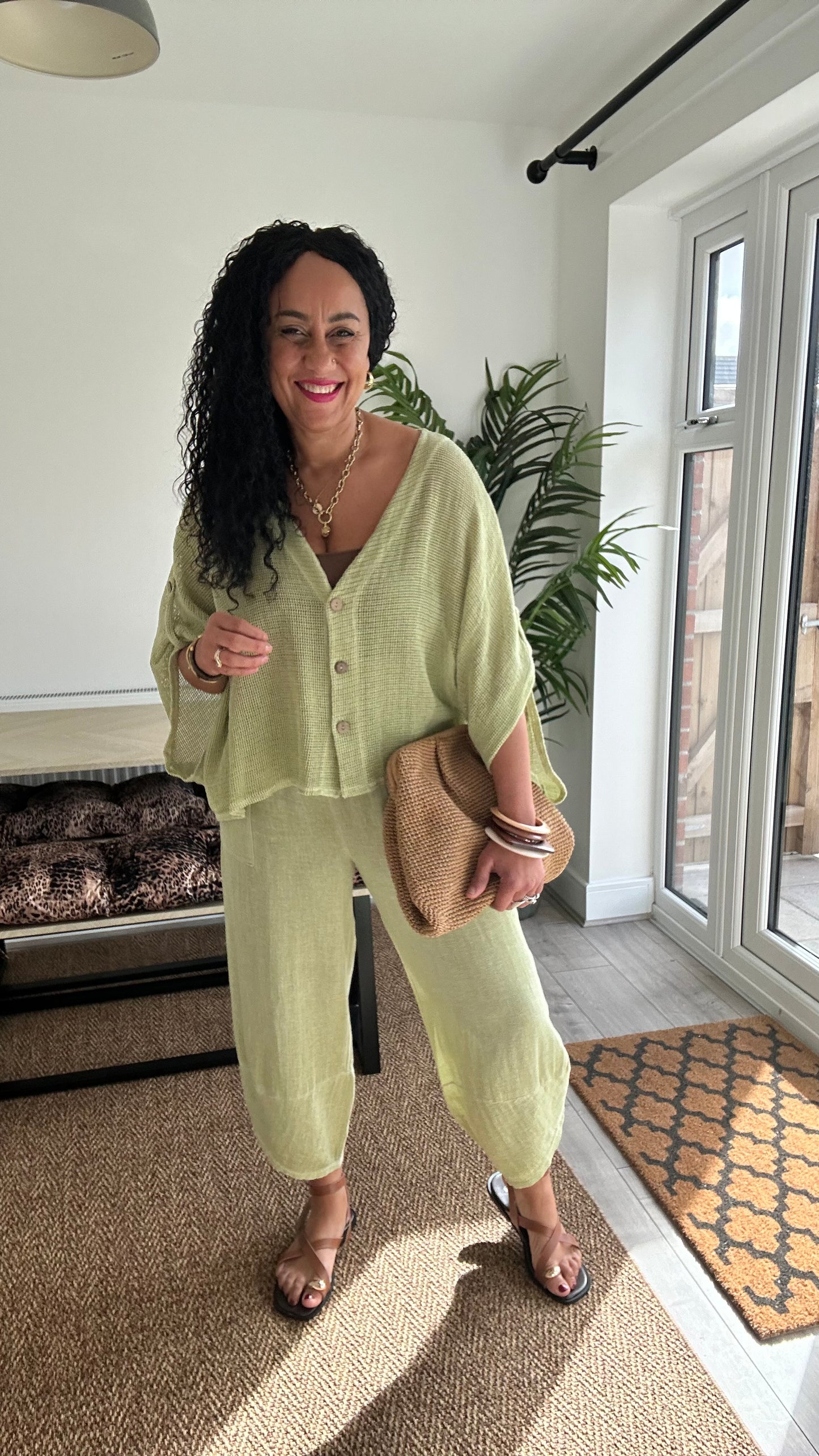 DERBY BARREL LEG TROUSERS APPLE GREEN *New